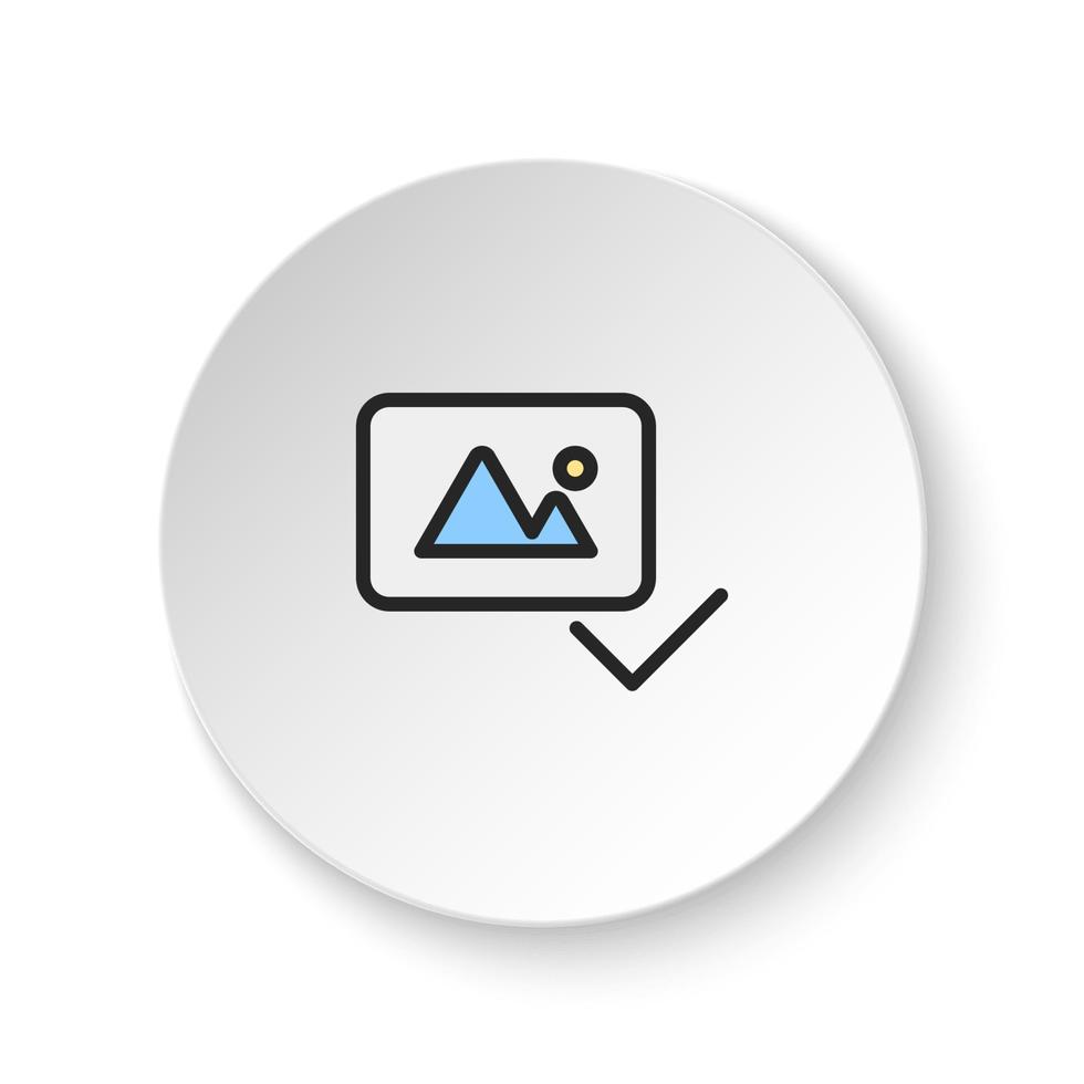ronde knop voor web icoon, compleet, foto. knop banier ronde, insigne koppel voor toepassing illustratie Aan wit achtergrond vector