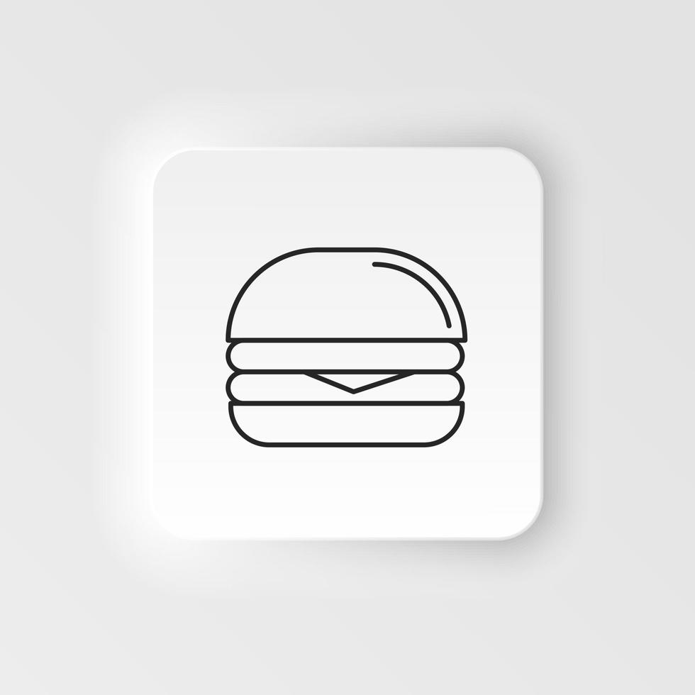 neumorf stijl voedsel en drinken vector icoon. hamburger icoon vector geïsoleerd, hamburger transparant teken, dun symbolen of bekleed elementen in schets stijl Aan neumorfisme wit achtergrond