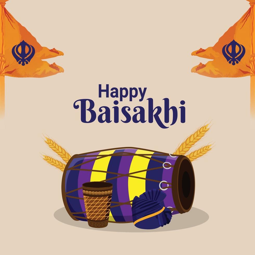 platte vectorillustratie van happy vaisakhi achtergrond vector