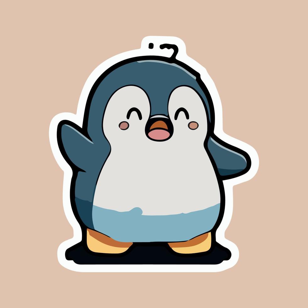 schattig baby pinguïn liefde en gelukkig uitdrukking sticker, vlak tekenfilm stijl vector illustratie met geïsoleerd achtergrond