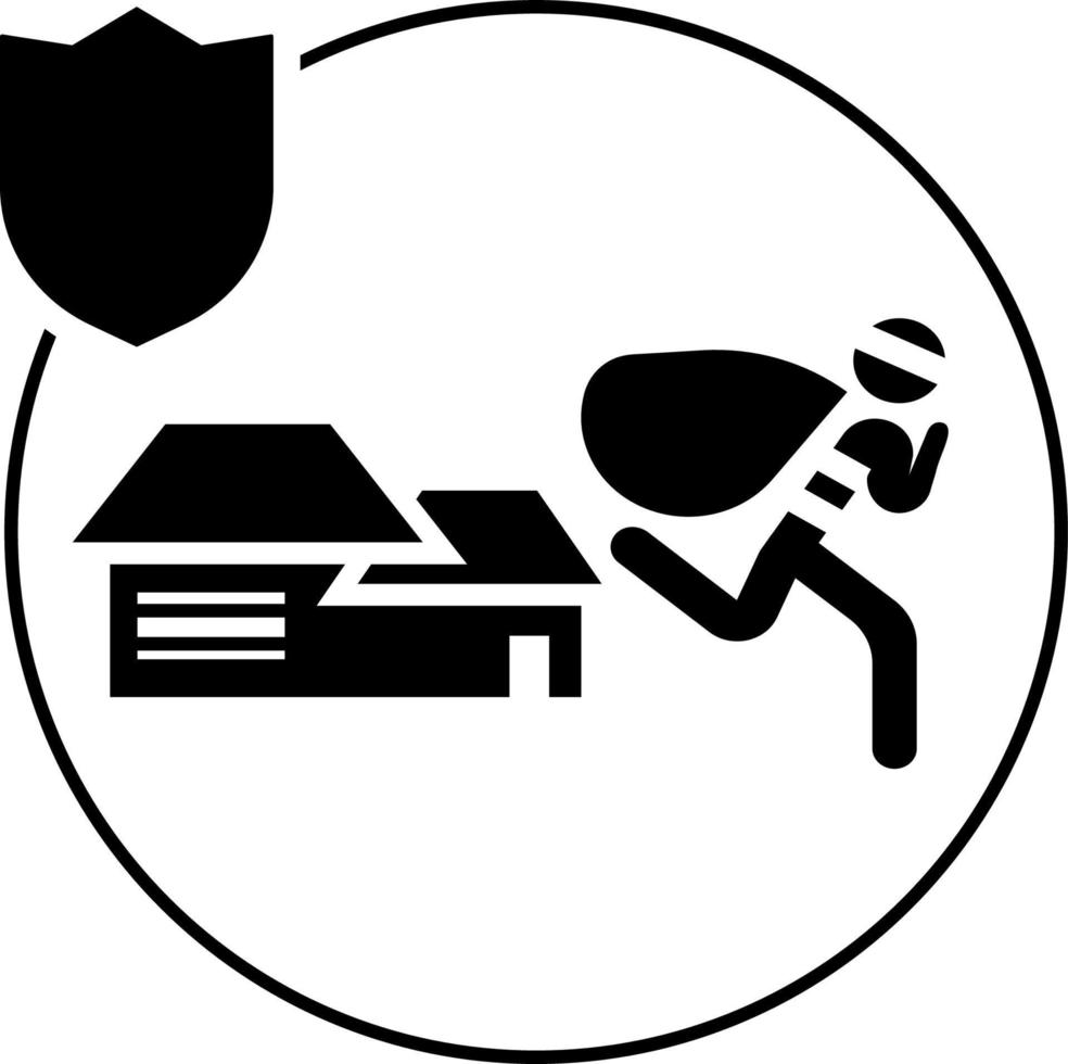 huis, verzekering, diefstal icoon illustratie geïsoleerd vector teken symbool - verzekering icoon vector zwart - vector Aan wit achtergrond
