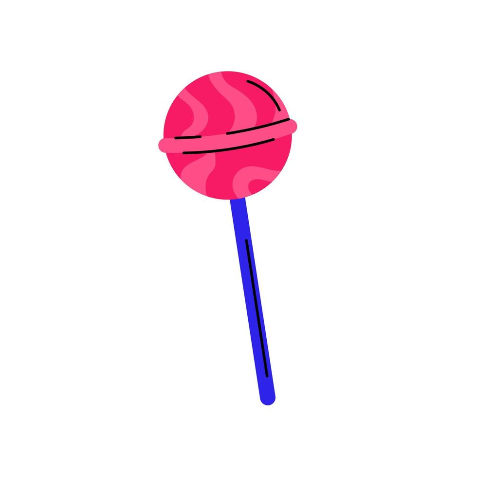 lolly ijslolly zuignap voor kinderen. ronde snoep Aan stok. roze lolly. vector