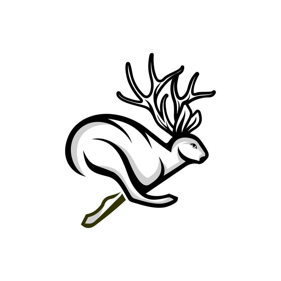 jackalope rennen logo ontwerp. geweldig jackalope snel rennen logo. een jackalope rennen logo. vector