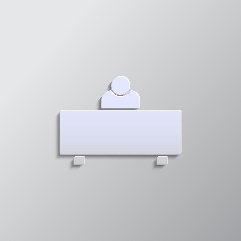 werkplek, gebruiker papier stijl, icoon. grijs kleur vector achtergrond- papier stijl vector icoon.