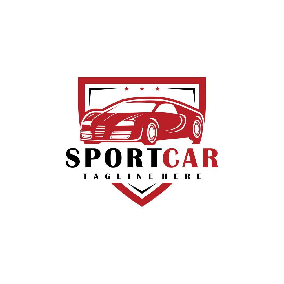 sport auto logo ontwerp. geweldig sport auto logo. een sport auto met schild logo. vector