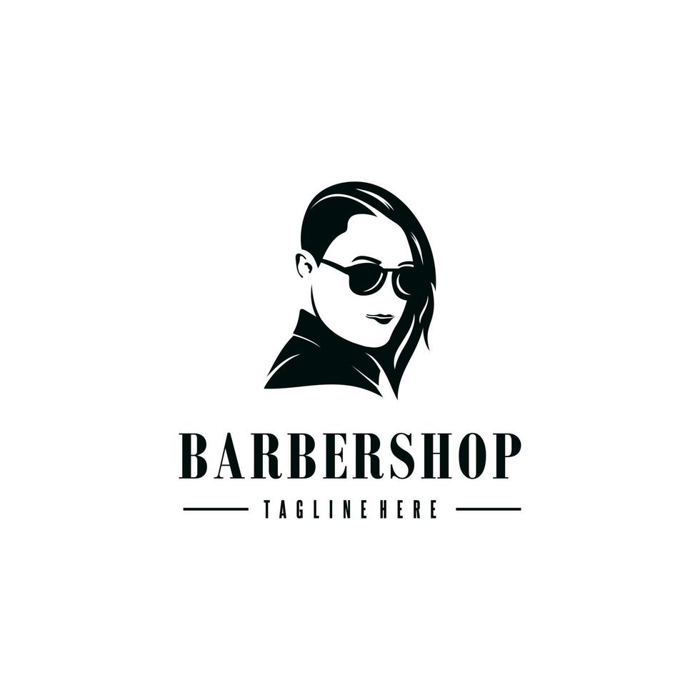 kapper winkel logo ontwerp. haar- salon logo. kapper winkel logo. meisjes haar- salon logo. vector