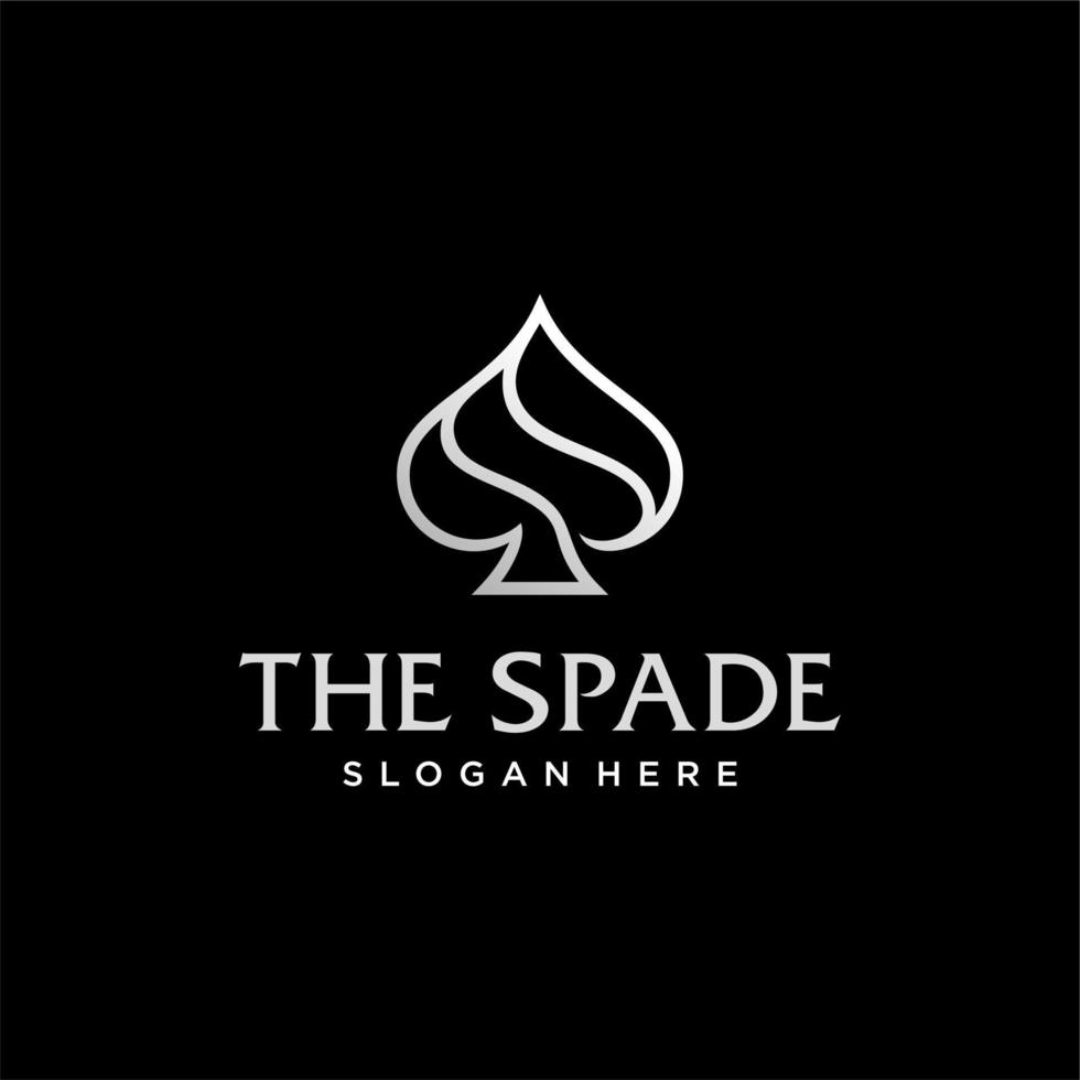 aas van spade abstract luxe ontwerp logo. decoratief spade poker logo icoon illustratie in lijn schets stijl geïsoleerd Aan zwart achtergrond vector