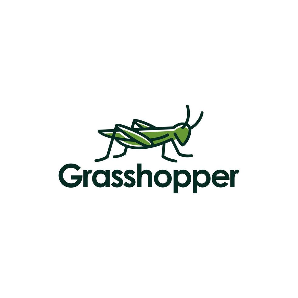 sprinkhaan bidsprinkhaan logo, krekel insect icoon in modieus minimaal meetkundig lijn lineair stijl, groen insect logo vector