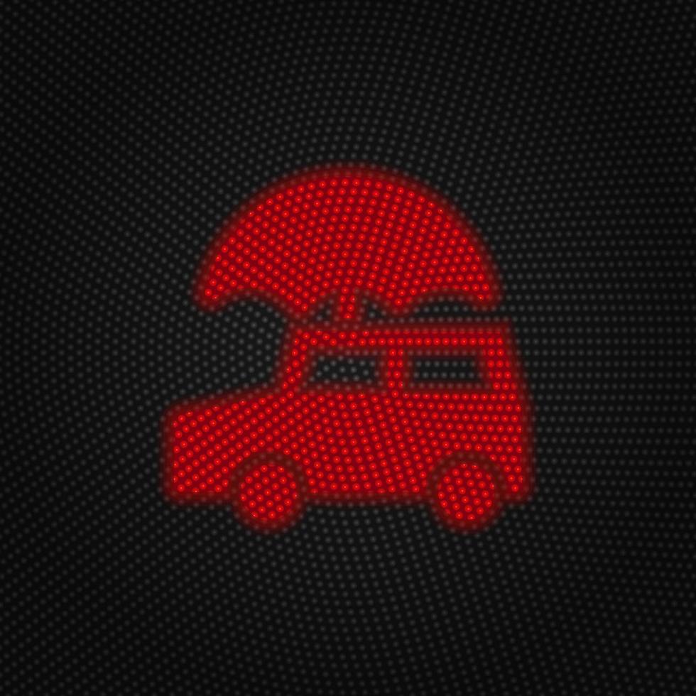 auto, auto, verzekering icoon, verkeer licht teken, retro stijl vector icoon. verkeer teken vector icoon. verzekering concept vector illustratie. Aan donker achtergrond