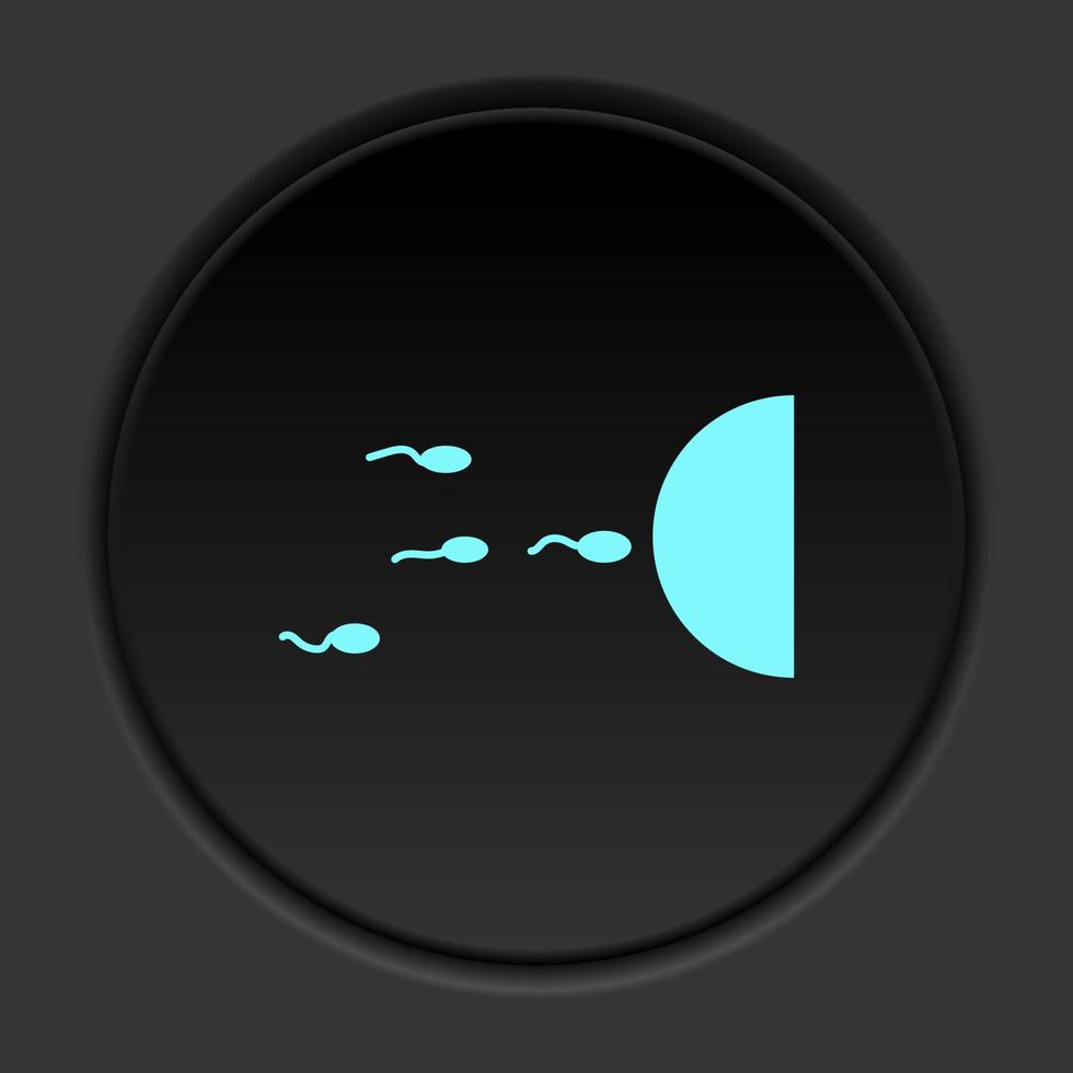 donker knop icoon kunstmatig inseminatie sperma. knop banier ronde insigne koppel voor toepassing illustratie Aan verduisteren achtergrond vector