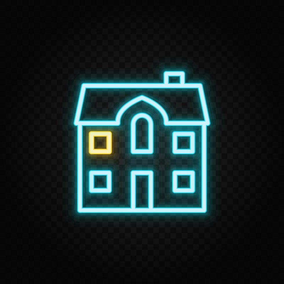 echt landgoed vector huis, huis. illustratie neon blauw, geel, rood icoon reeks