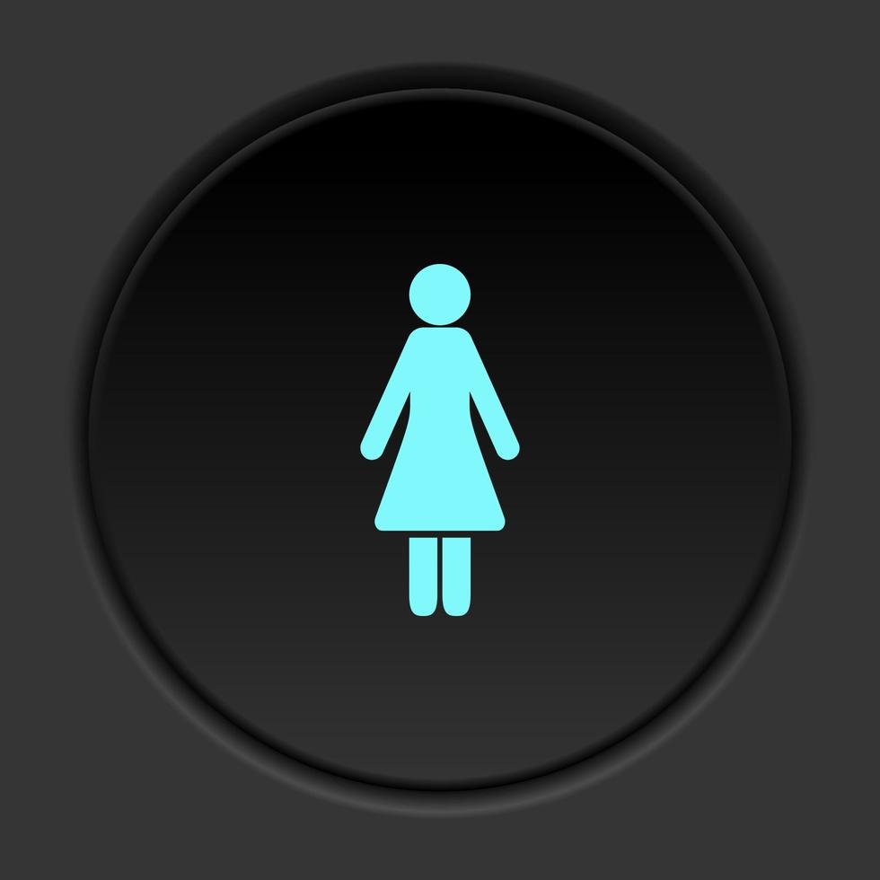 ronde knop icoon vrouw. knop banier ronde insigne koppel voor toepassing illustratie Aan donker achtergrond vector