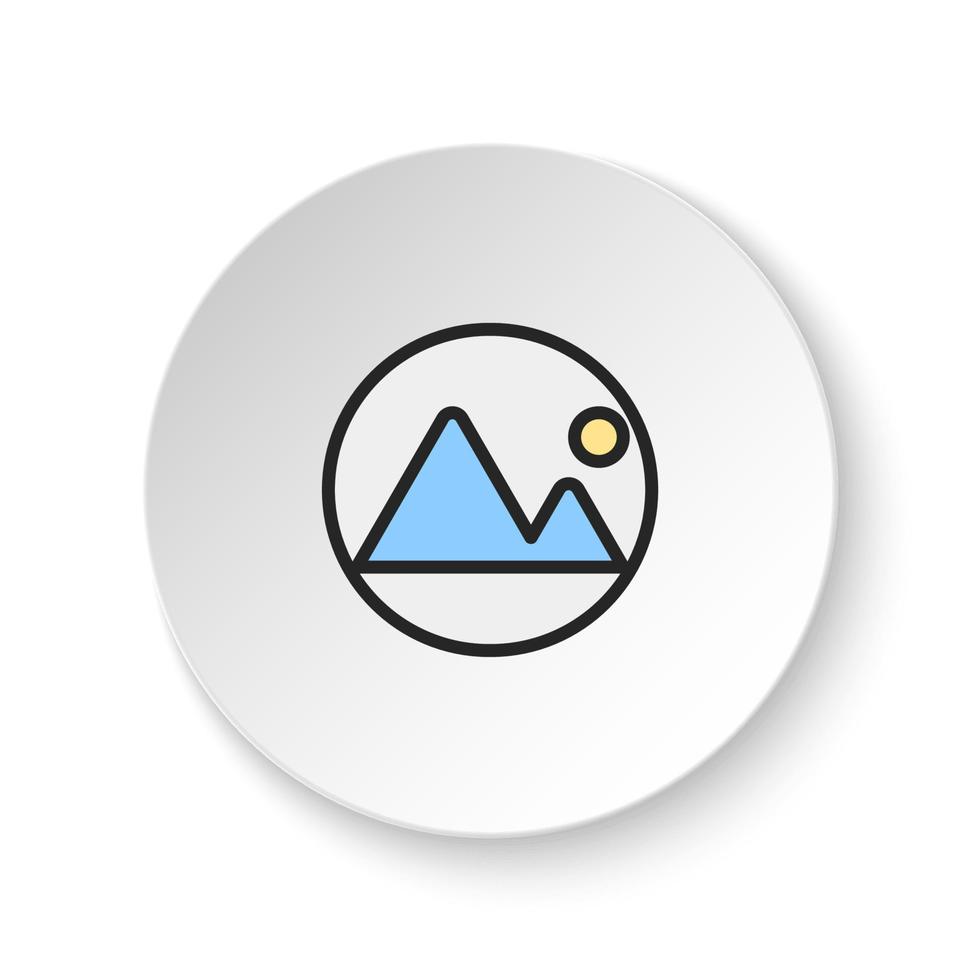 ronde knop voor web icoon, foto, ronde. knop banier ronde, insigne koppel voor toepassing illustratie Aan wit achtergrond vector