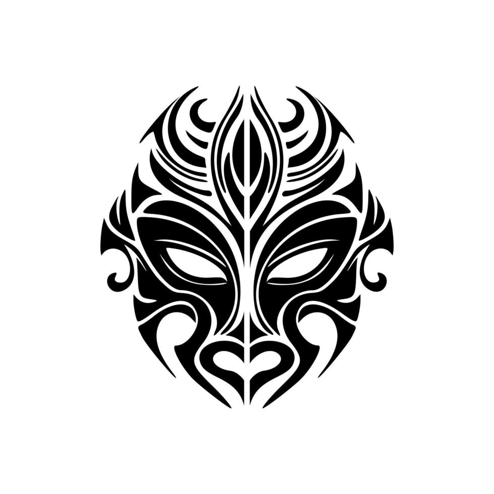 tatoeëren schetsen van polynesisch god masker in zwart en wit vector het formulier.