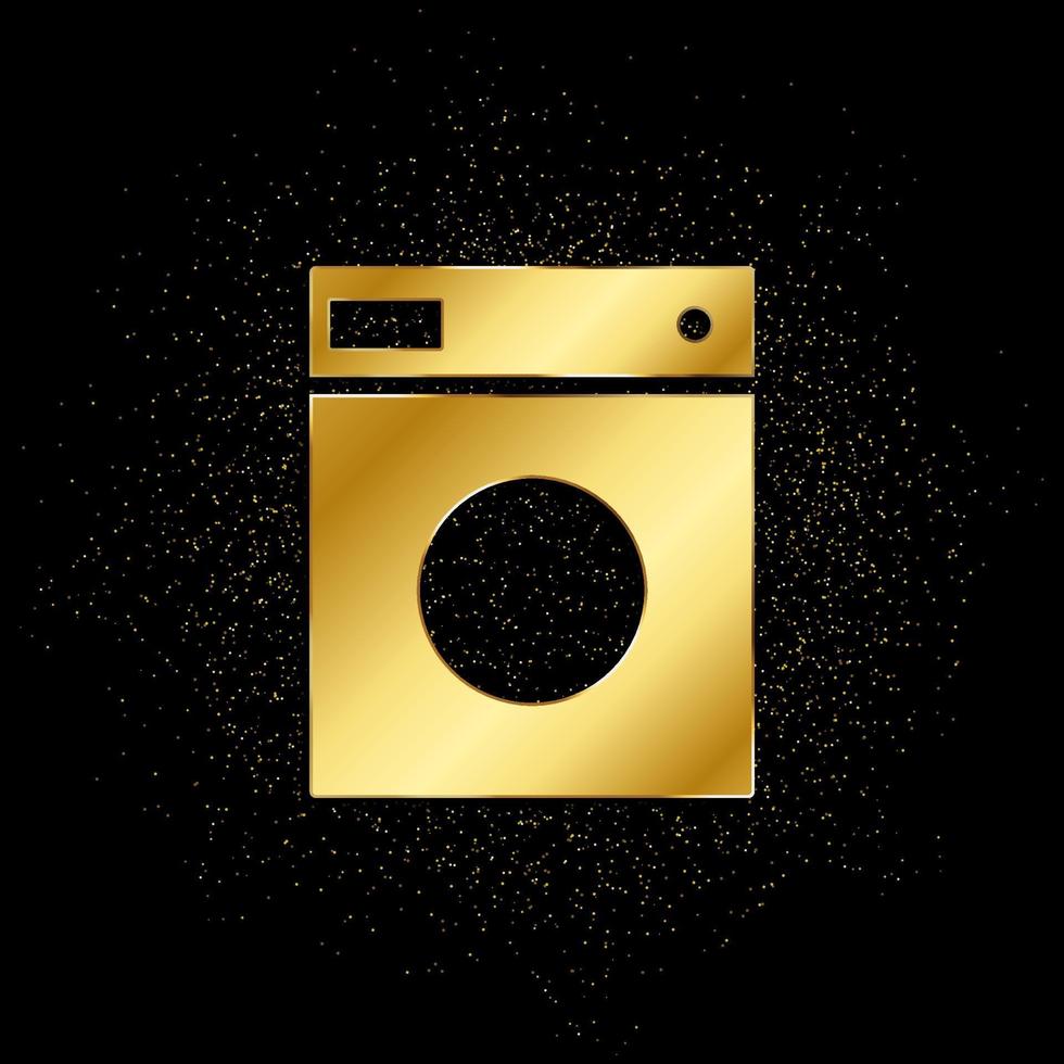 wasmachine goud, icoon. vector illustratie van gouden deeltje Aan goud vector achtergrond