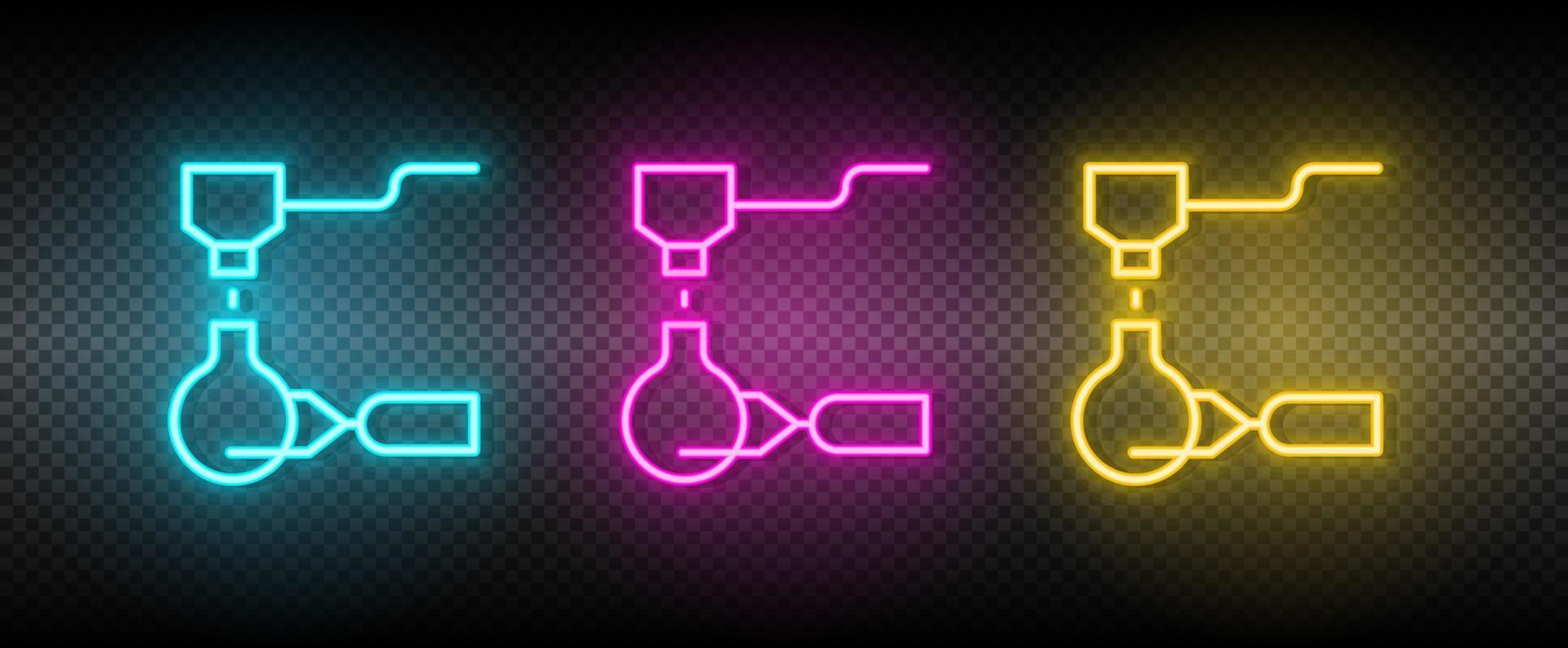 hydraulisch arm, industrieel arm neon icoon set. technologie vector illustratie neon blauw, geel, rood icoon reeks