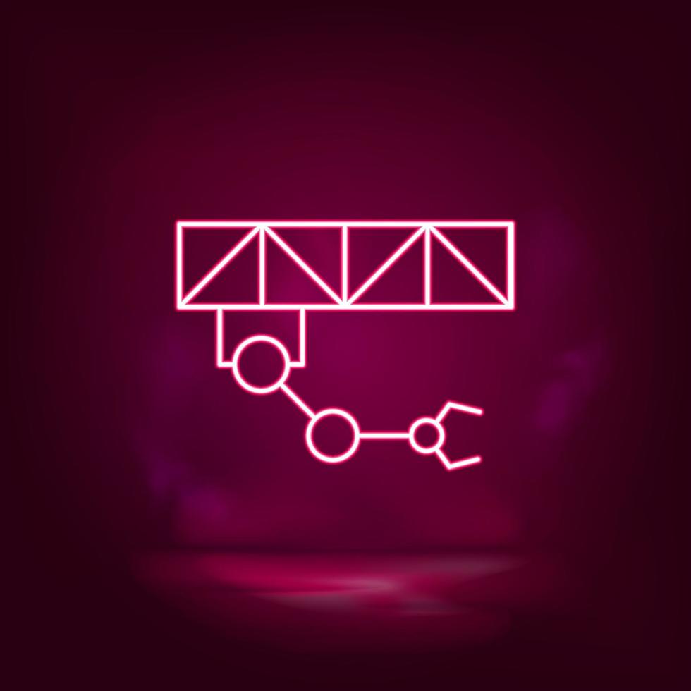kraan robot, industrieel arm vector neon icoon. illustratie geïsoleerd vector teken symbool - vervaardiging robotica icoon vector neon - vector.