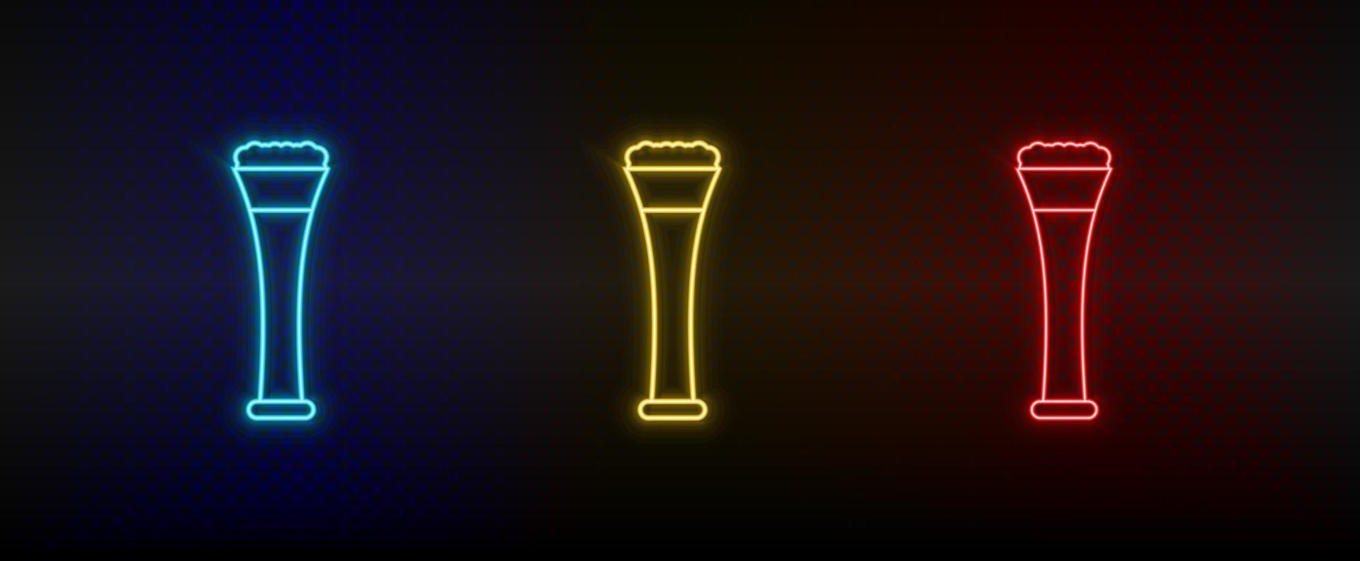 neon icoon reeks bier. reeks van rood, blauw, geel neon vector icoon Aan donker achtergrond