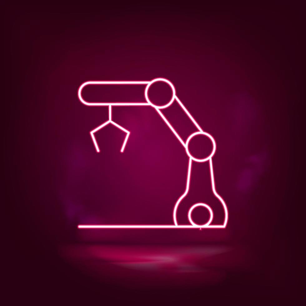 automatiseren robot, hydraulisch arm vector neon icoon. illustratie geïsoleerd vector teken symbool - vervaardiging robotica icoon vector neon - vector.