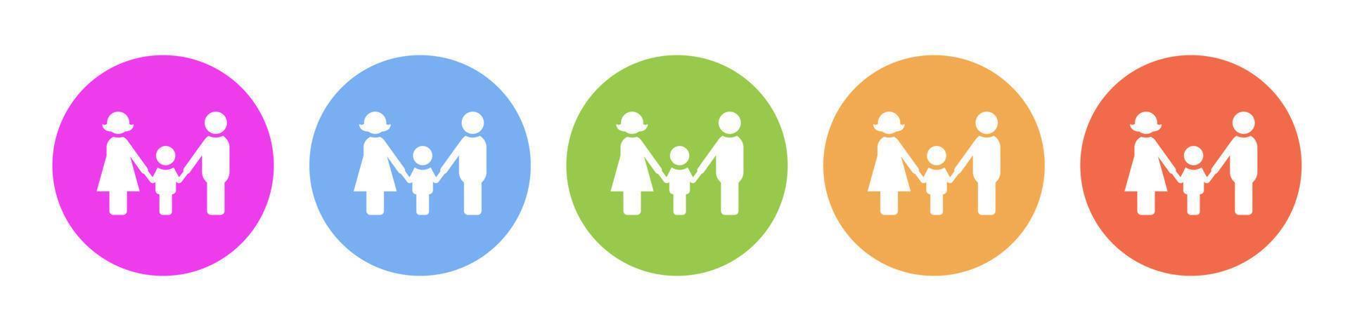 multi gekleurde icoon familie. knop banier ronde insigne koppel voor toepassing illustratie Aan wit achtergrond vector