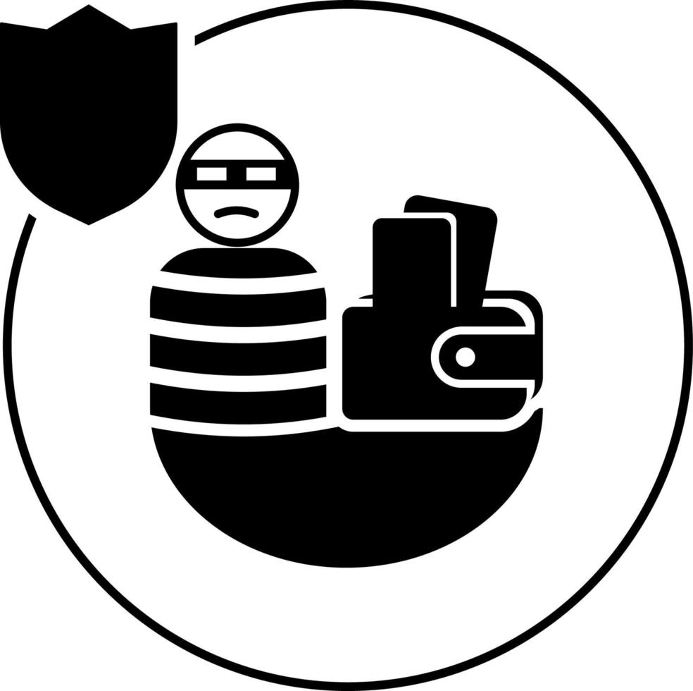 bedrijf, geld, verzekering, diefstal icoon illustratie geïsoleerd vector teken symbool - verzekering icoon vector zwart - vector Aan wit achtergrond