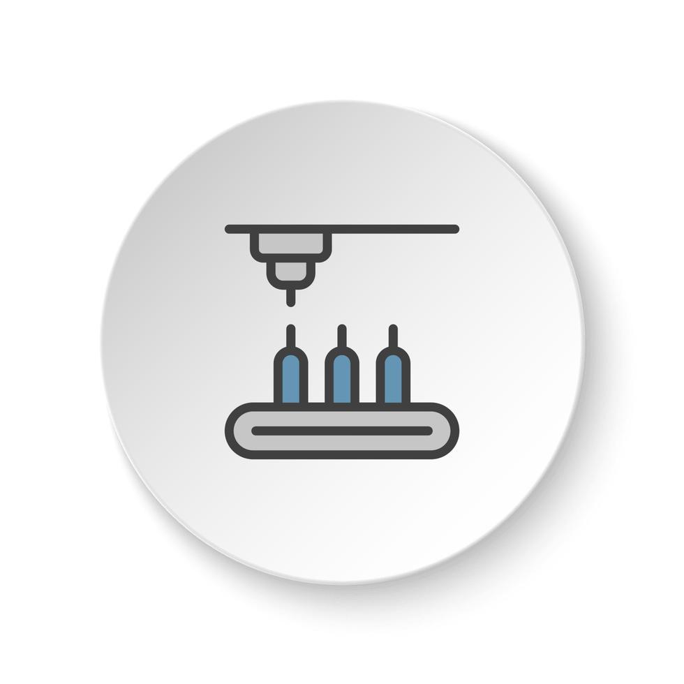 ronde knop voor web icoon, bijeenkomst lijn, transportband riem, productie. knop banier ronde, insigne koppel voor toepassing illustratie Aan wit achtergrond vector