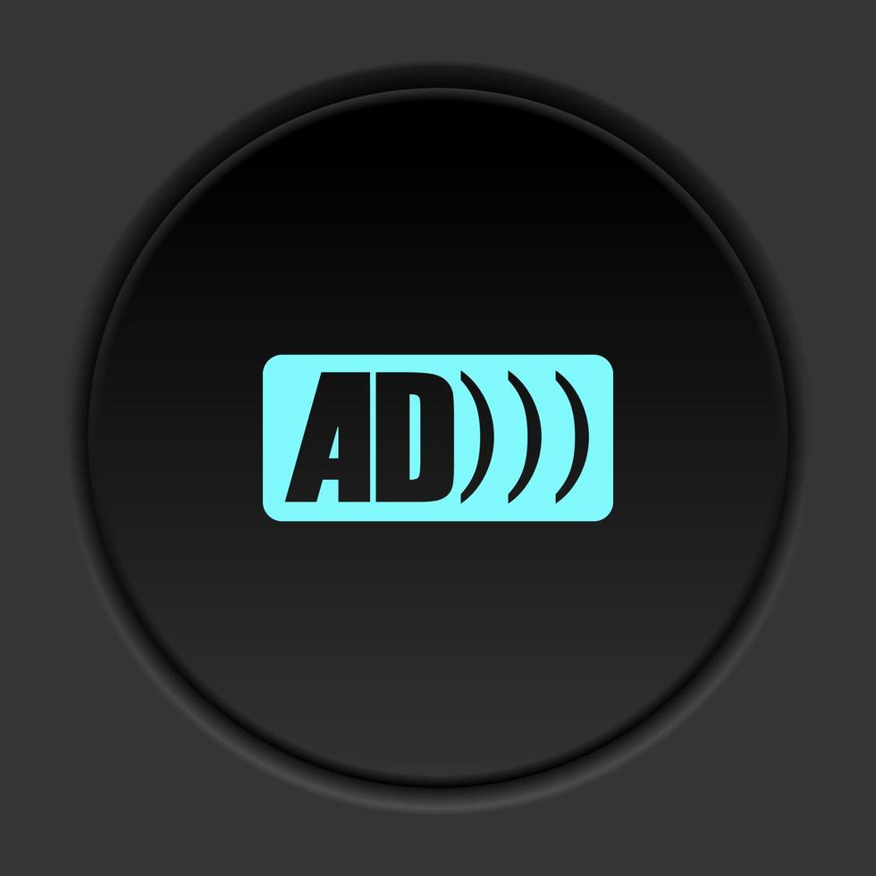 ronde knop icoon advertentie logo. knop banier ronde insigne koppel voor toepassing illustratie Aan donker achtergrond vector