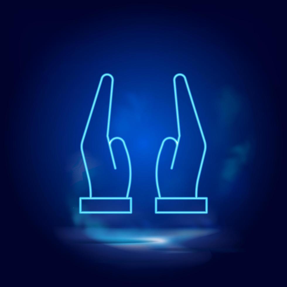 bidden symbool neon icoon. blauw rook effect blauw achtergrond vector