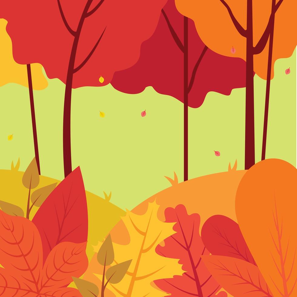 tekenfilm illustratie achtergrond van kleurrijk Woud in herfst. vector