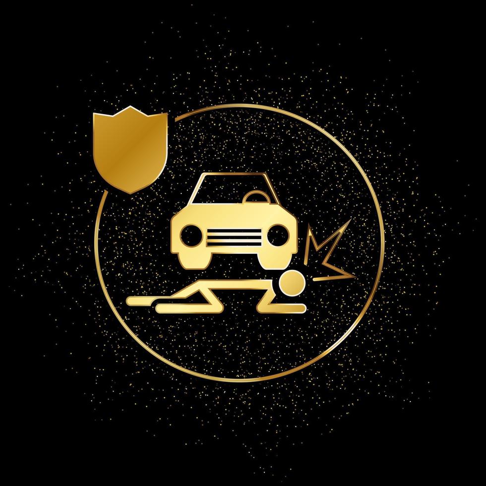 menselijk, verzekering, Botsing, auto goud icoon. vector illustratie van gouden deeltje achtergrond. goud vector icoon