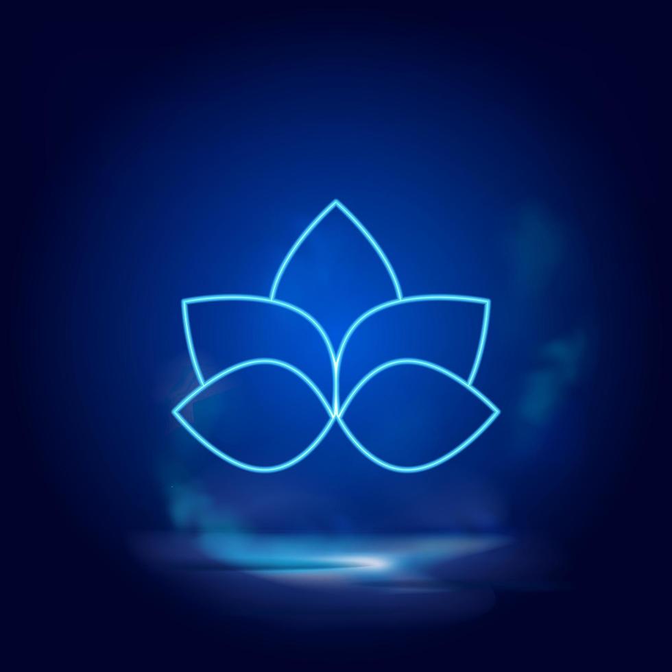 lotus bloem symbool neon icoon. blauw rook effect blauw achtergrond vector