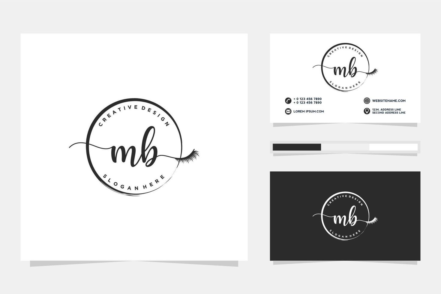 eerste mb vrouwelijk logo collecties en bedrijf kaart sjabloon premie vector