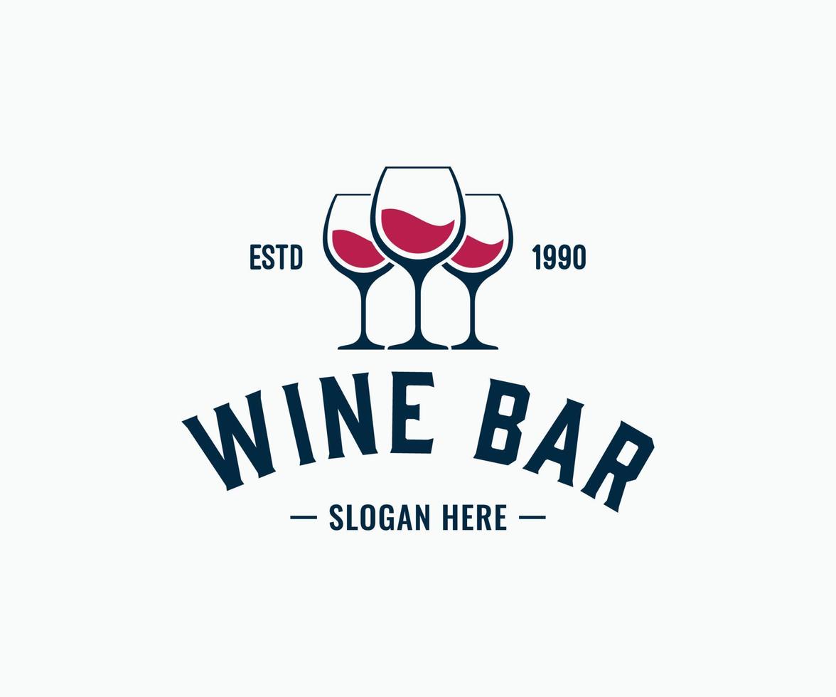 wijn logo ontwerp. elegant wijn glas logo sjabloon vector