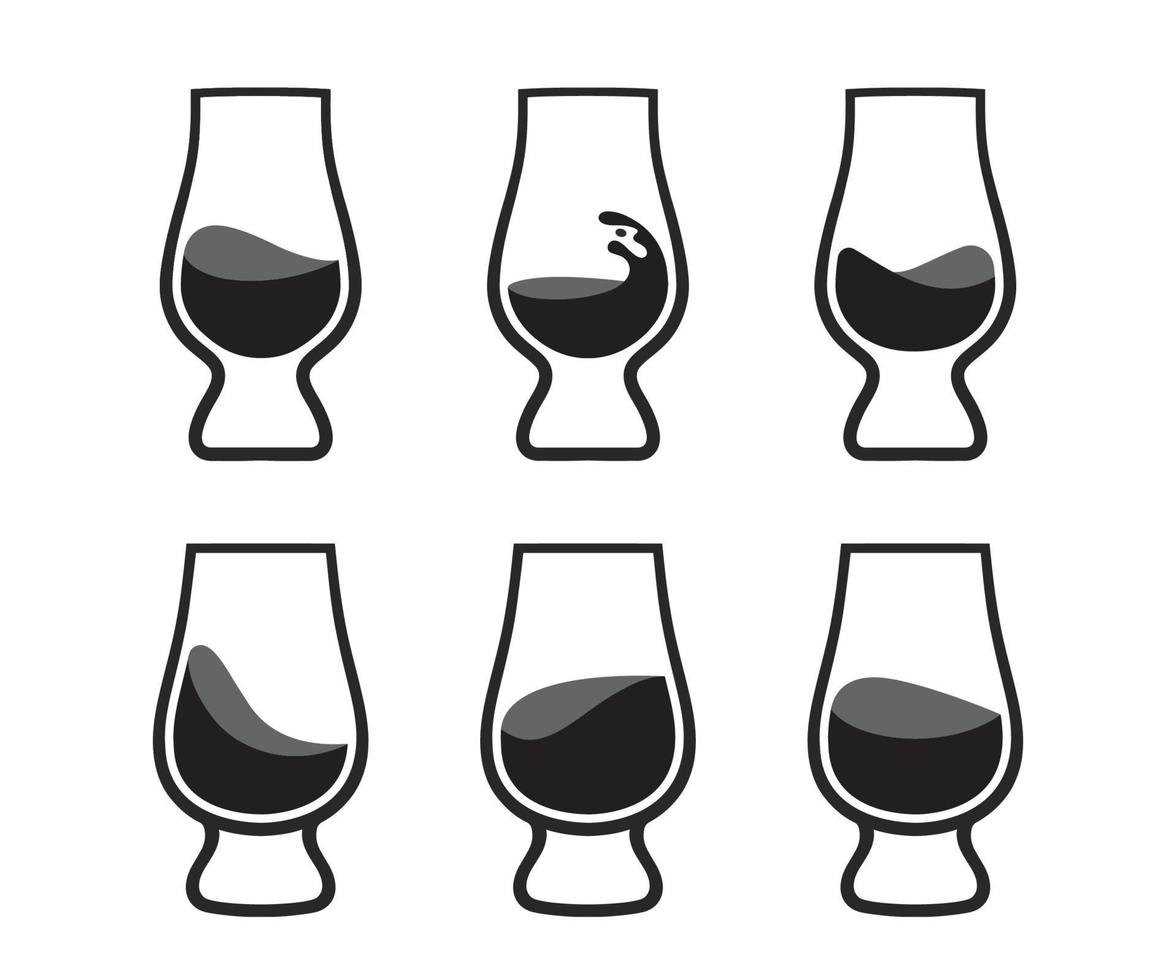 glencairn whisky glas icoon set. whisky glas logo vector. whisky glas vector icoon.