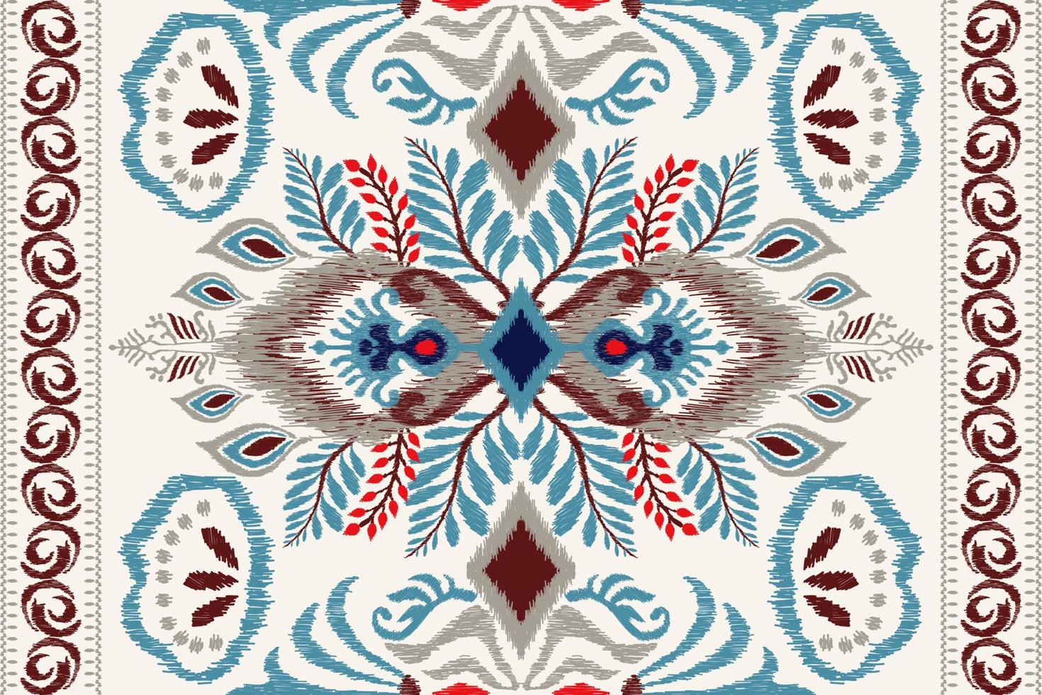 ikat bloemen paisley borduurwerk Aan wit achtergrond.geometrisch etnisch oosters patroon traditioneel.azteken stijl abstract vector illustratie.ontwerp voor textuur,stof,kleding,verpakking,decoratie,tapijt.
