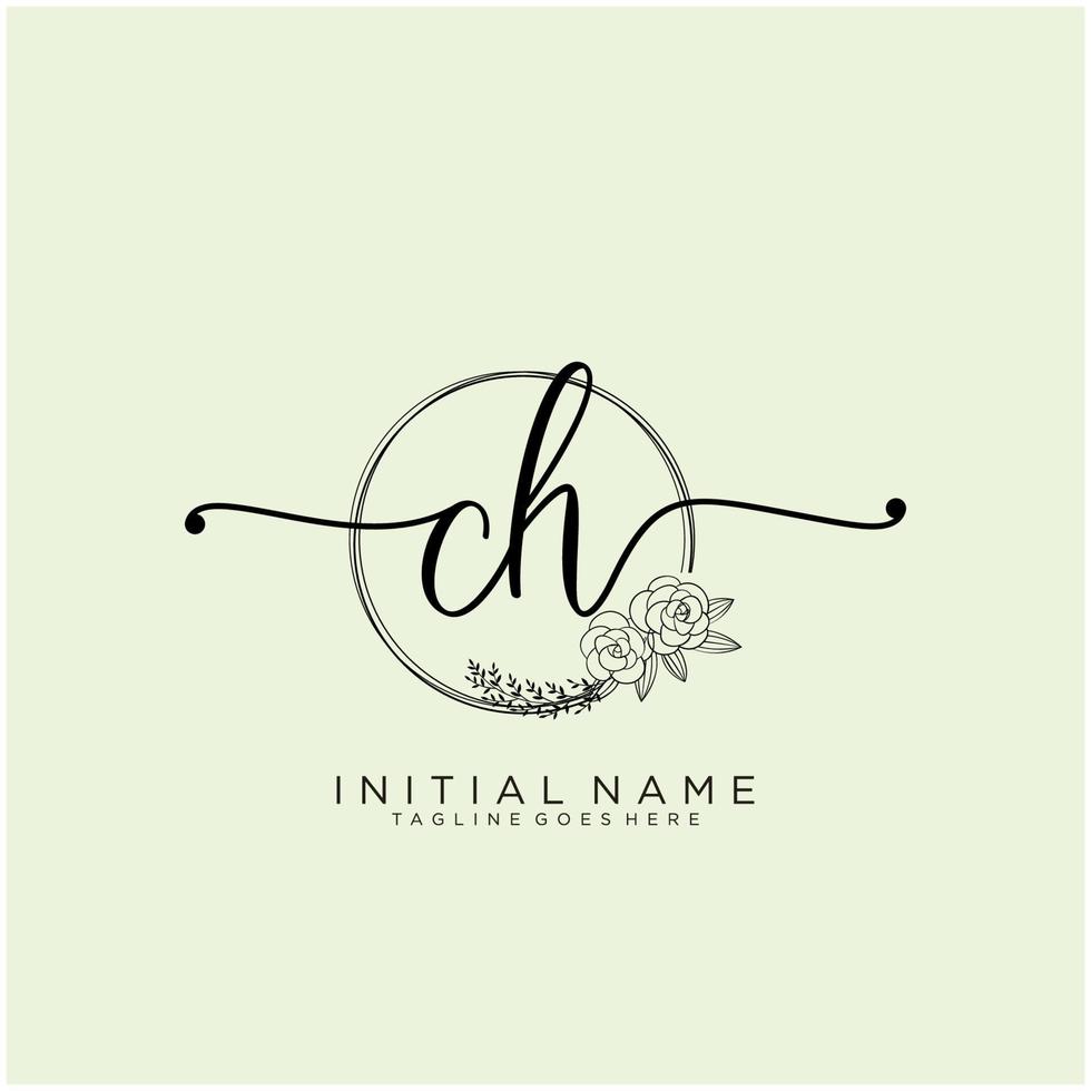 eerste ch vrouwelijk logo collecties sjabloon. handschrift logo van eerste handtekening, bruiloft, mode, juwelen, boetiek, bloemen en botanisch met creatief sjabloon voor ieder bedrijf of bedrijf. vector