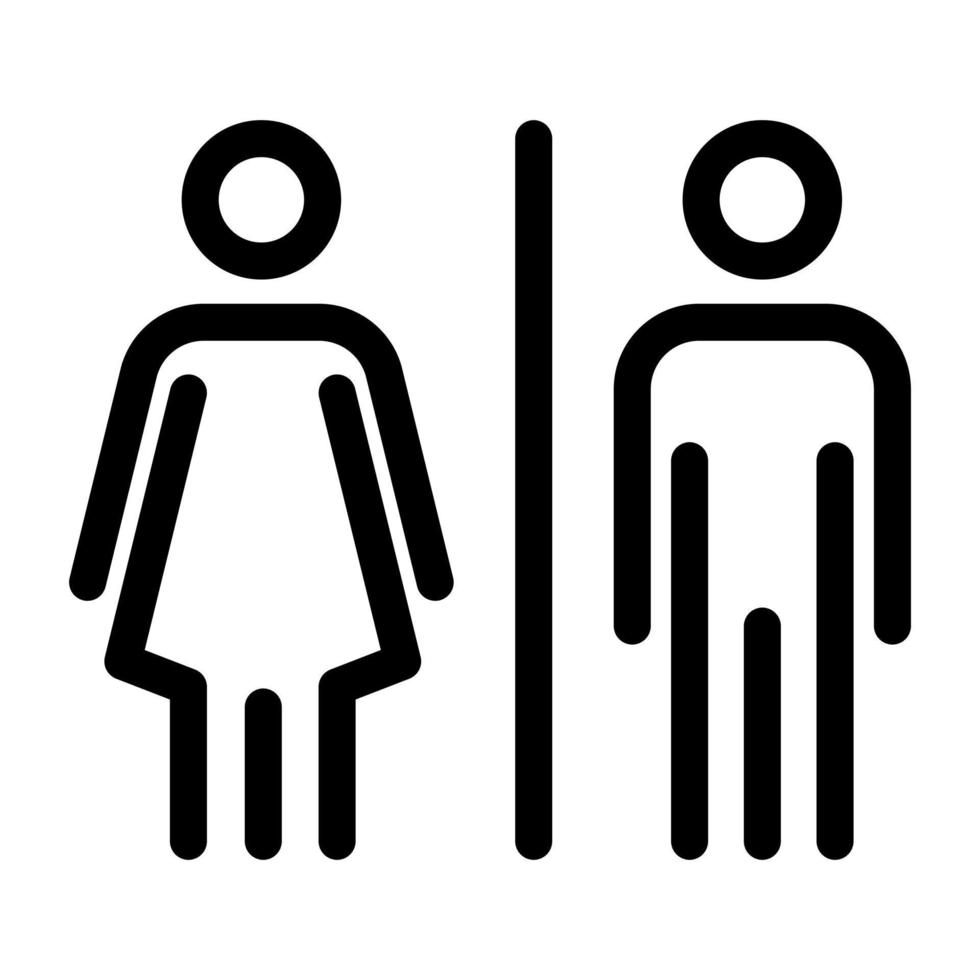 vector mannetje en vrouw badkamer icoon. unisex toilet lijn teken. meisjes en jongens toilet symbool. bewerkbare hartinfarct.