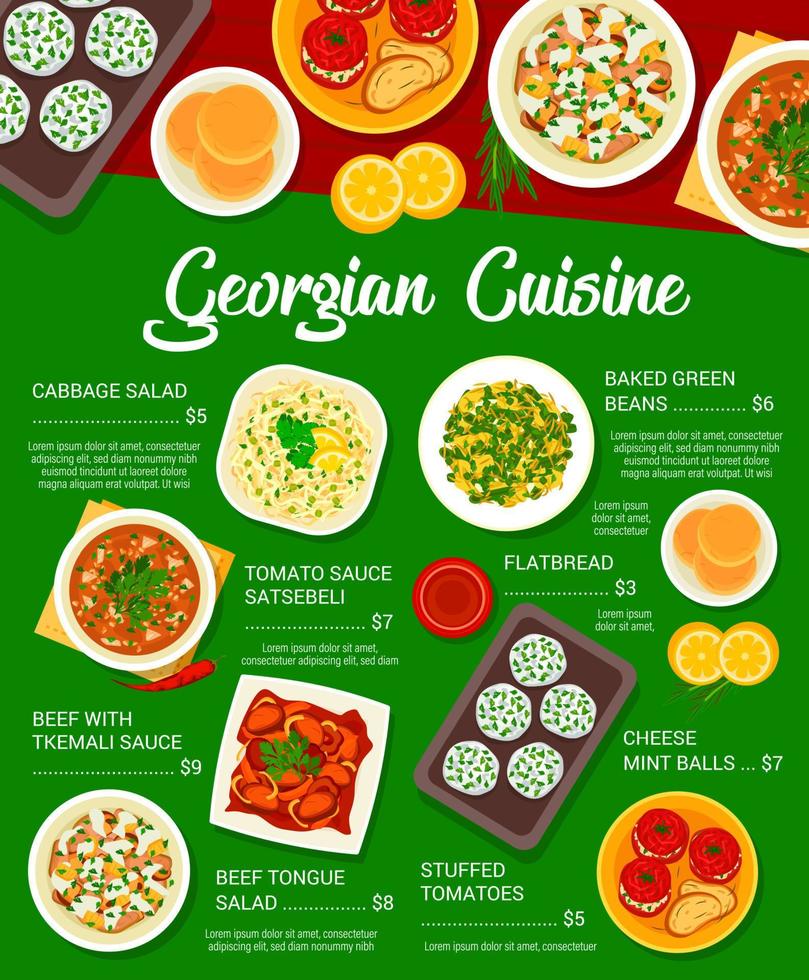 Georgisch keuken maaltijden menu vector sjabloon