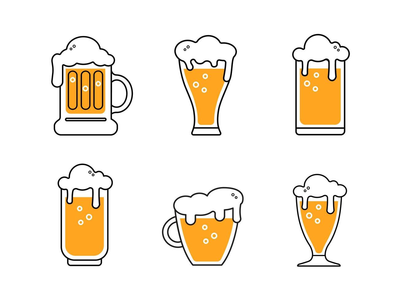 schattig bier bril en mokken gekleurde icoon geïsoleerd Aan wit achtergrond. bier symbool. vector ontwerp illustratie. schets stijl.