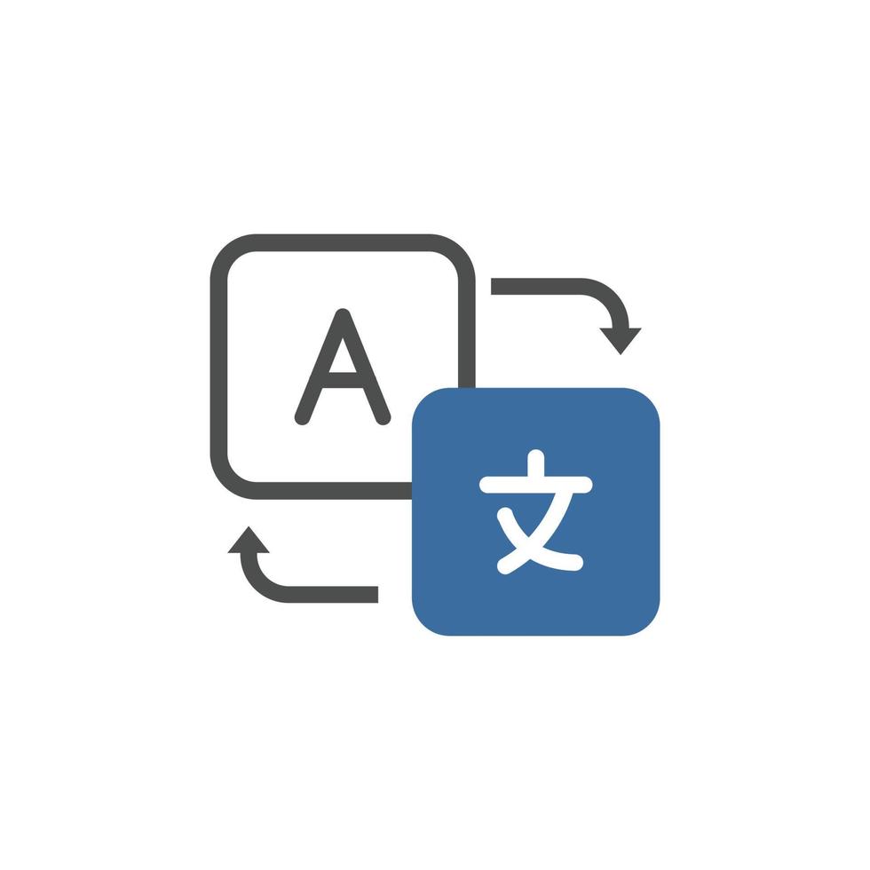 buitenlands taal vector lijn icoon. online vertaling vector symbool. meertalig online vertaler.