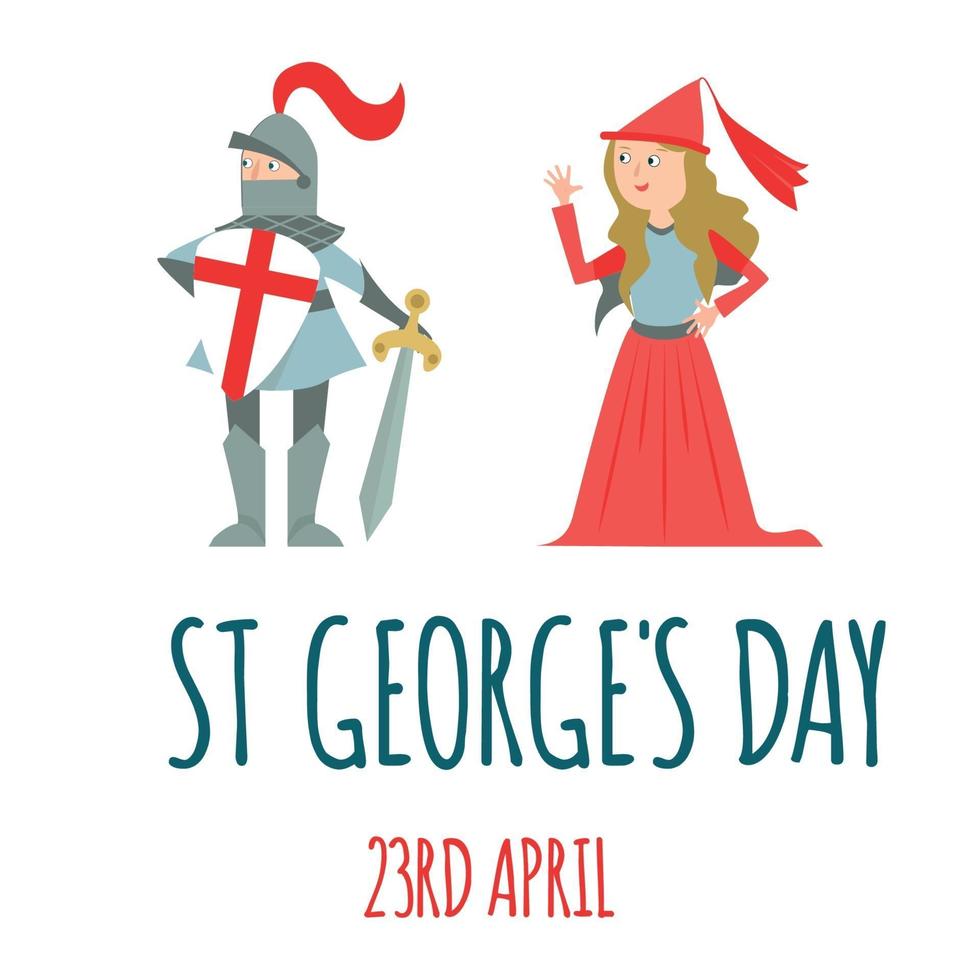 st. George's Day-kaart. ridder en prinses. vector illustratie.