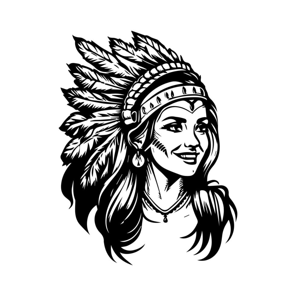 een verbijsterend hand- getrokken illustratie van een mooi meisje vervelend een Indisch chef hoofddeksel, met ingewikkeld details en schaduw vector