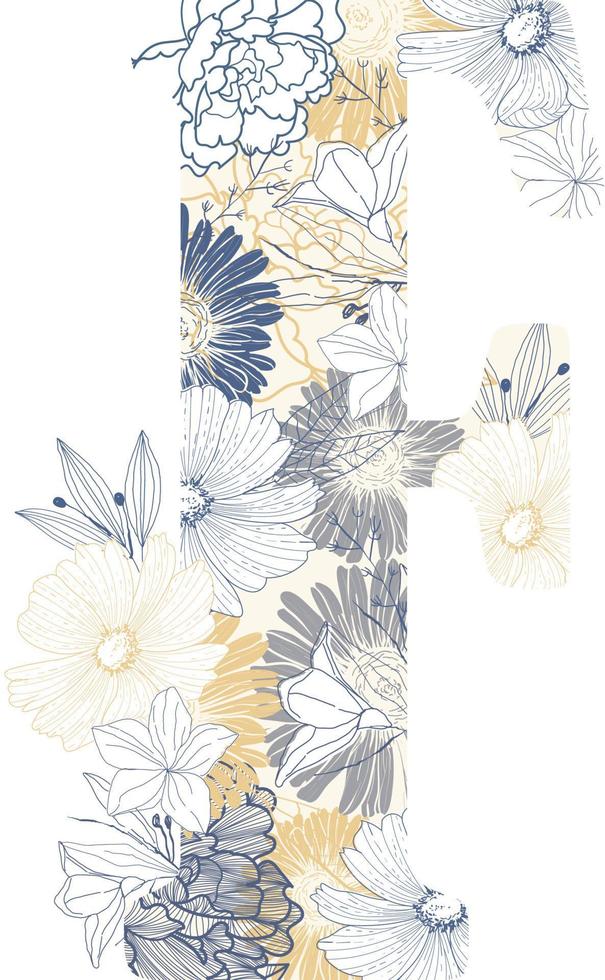 f brief naadloos bloemen patroon achtergrond vector