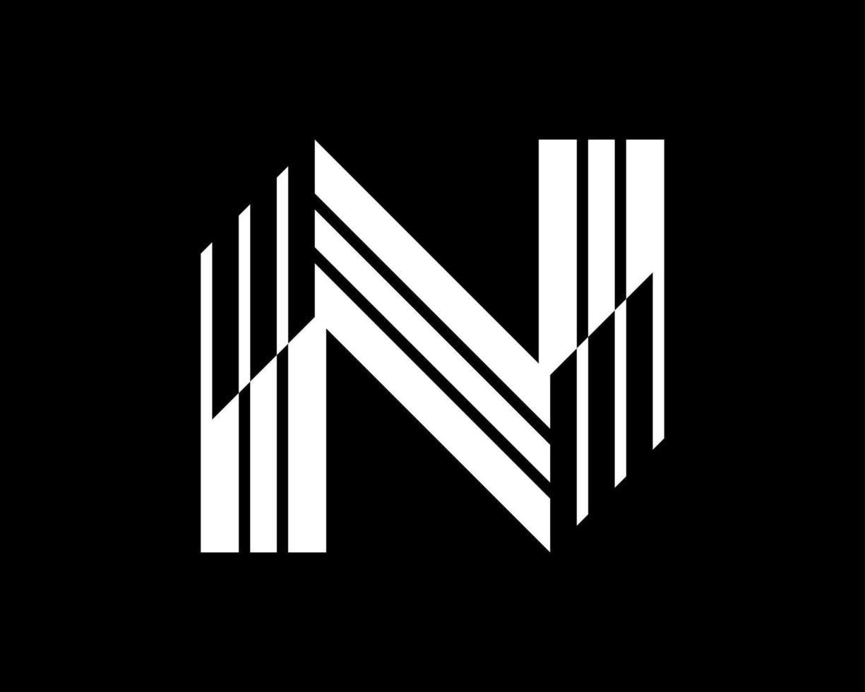brief n initialen monogram futuristische modern toekomst luxe minimalistische monochroom vector logo ontwerp