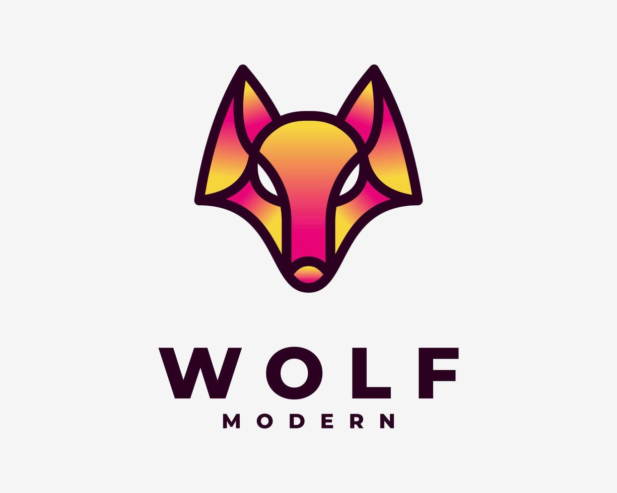 wolf wolven vos vulpes boos beest gezicht hoofd kleurrijk helling modieus modern vector logo ontwerp