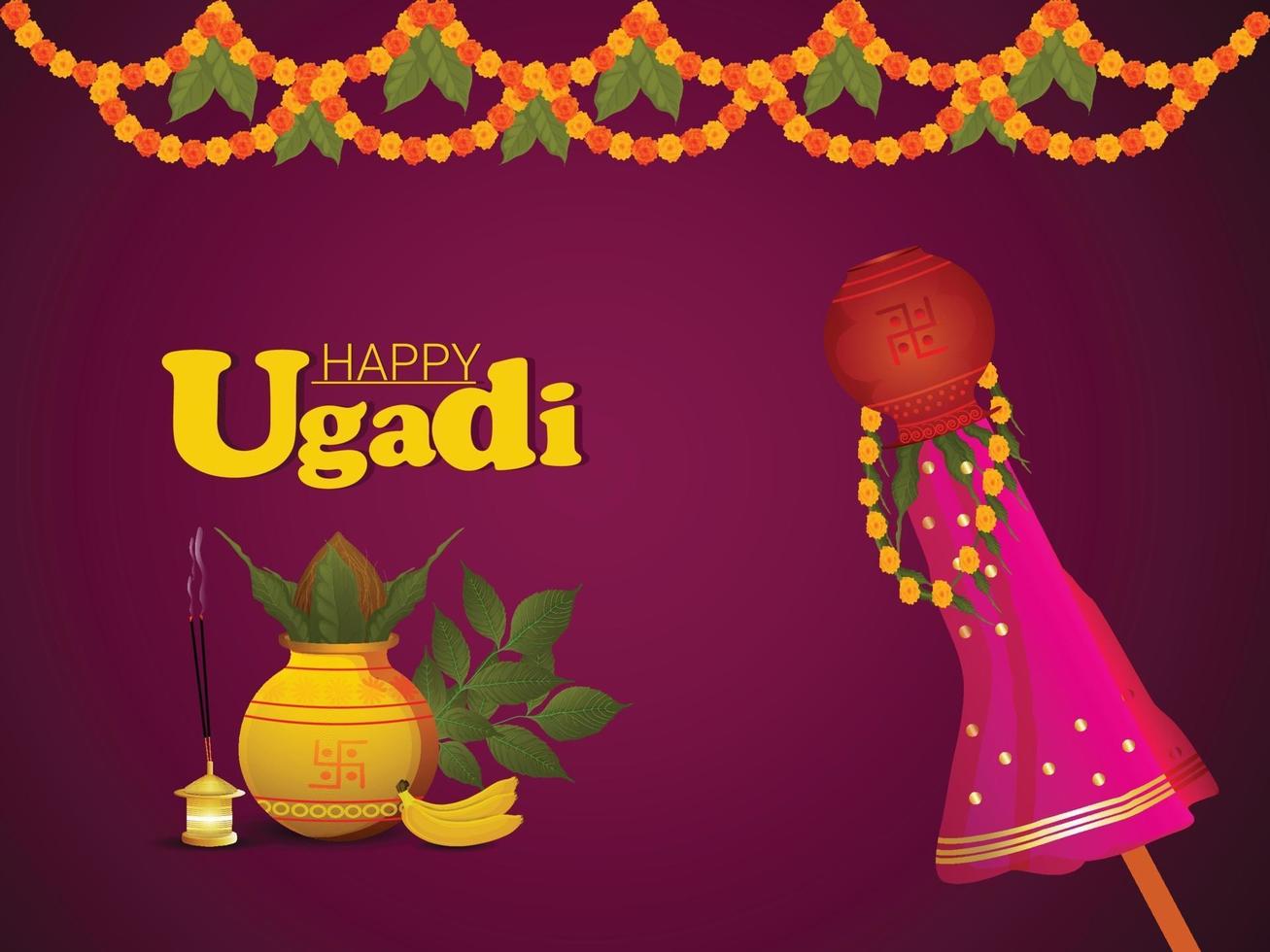 gelukkige ugadi viering wenskaart vector