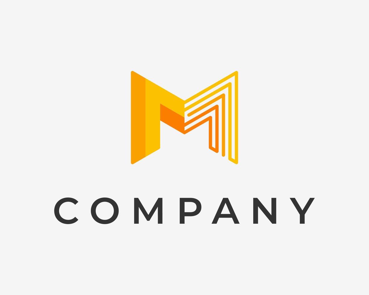 brief m initialen monogram meetkundig lijnen 3d kleurrijk helder kleur modern gemakkelijk vector logo ontwerp