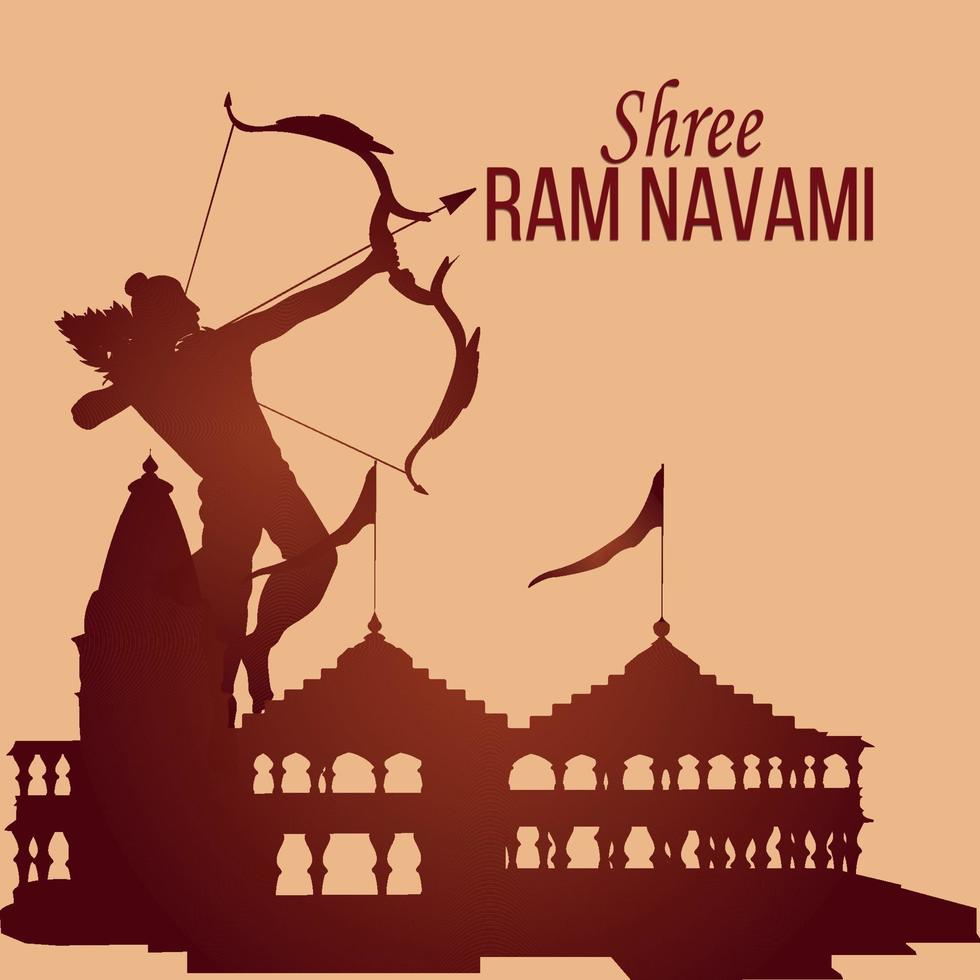 gelukkige ram navami-wenskaart met illustratie van lord rama vector