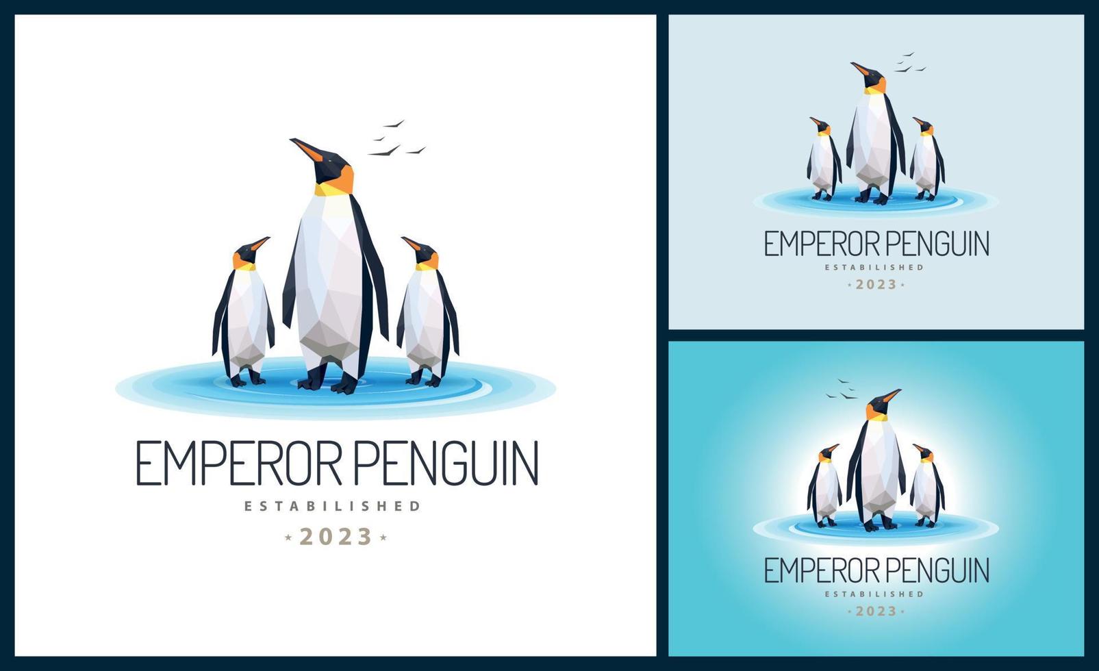keizer pinguïn antarctica ijs sneeuw mozaïek- logo sjabloon ontwerp voor merk of bedrijf en andere vector