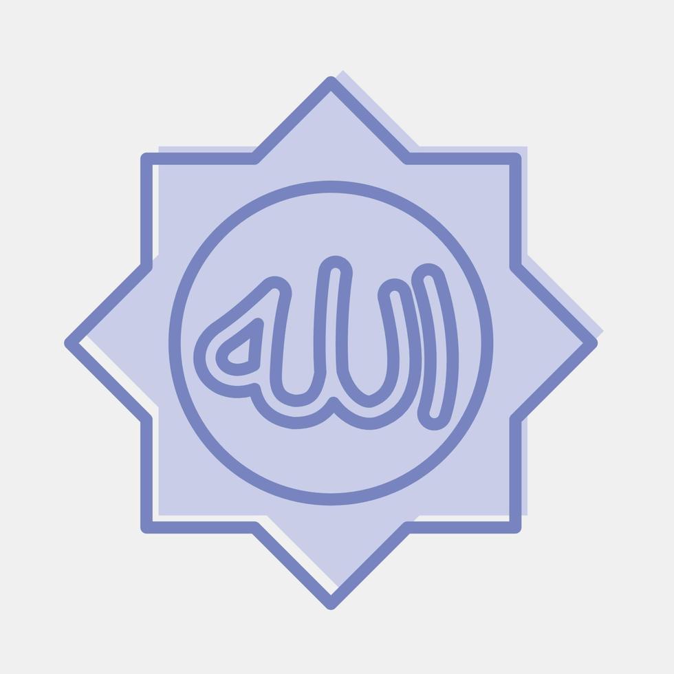 icoon Allah woord. Islamitisch elementen van ramadan, eid al fitr, eid al adha. pictogrammen in twee toon stijl. mooi zo voor afdrukken, affiches, logo, decoratie, groet kaart, enz. vector